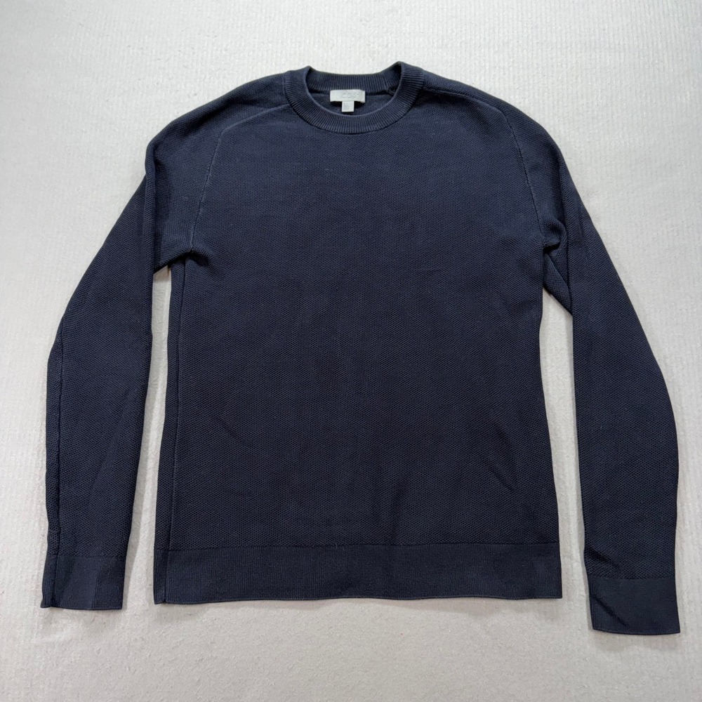 COS Textured Cotton‎ Sweater Mens S Navy Blue Crewneck Long Sleeve 0352287 3